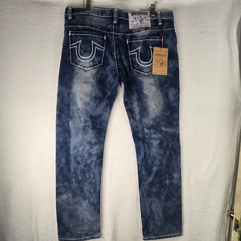 Vintage True Religion Joey Super T Jeans size 38 NWT Blue Thick White Stitch USA